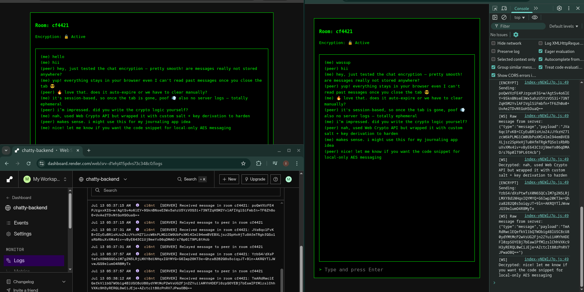 About building a chat app where even the server can not eavesdrop.