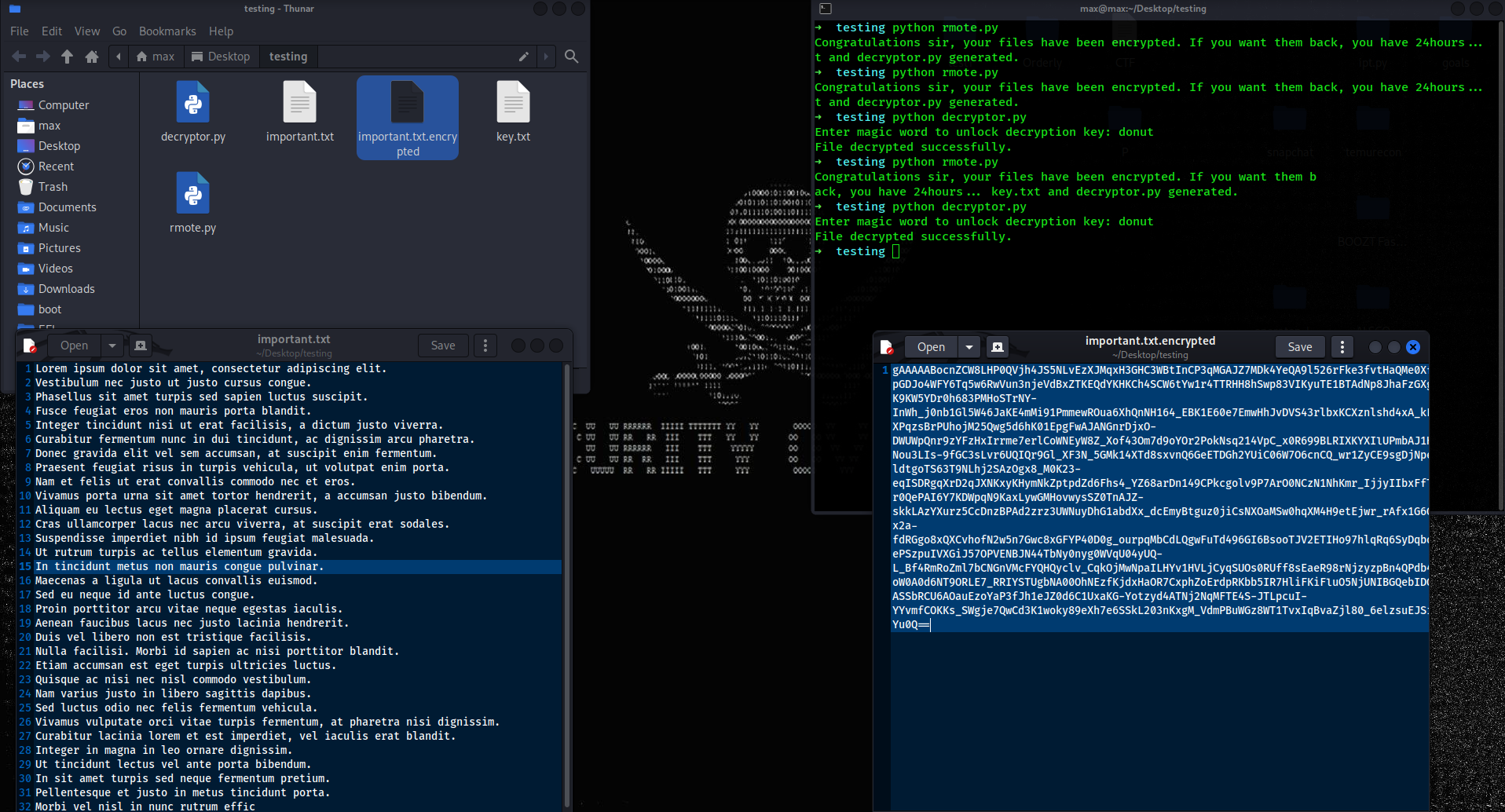 Simulated Ransomware encryption for Educational Use